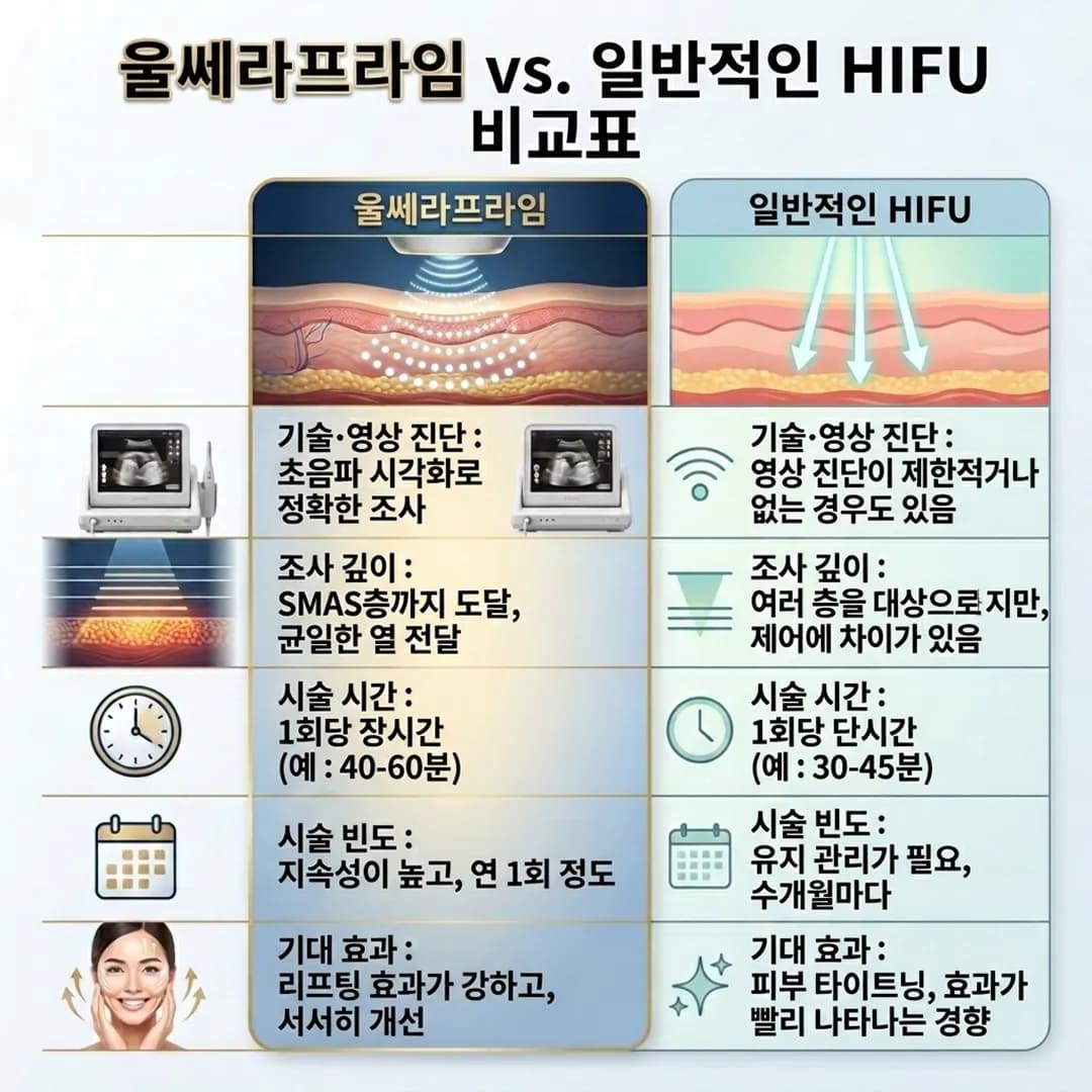 울쎄라 프라임 vs 일반 하이푸(HIFU): 유지 기간과 효과의 핵심 차이