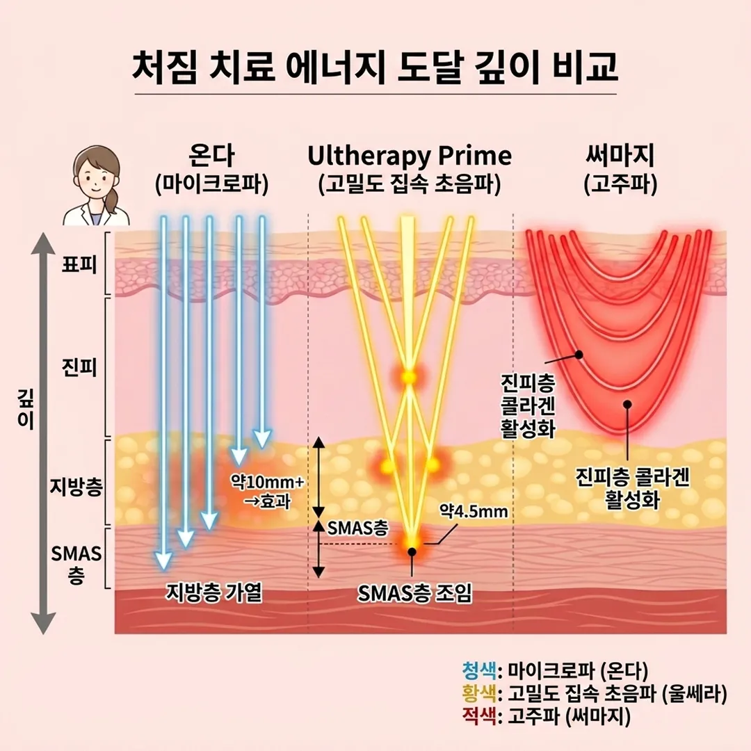 울쎄라프라임,온다,써마지 비교.webp