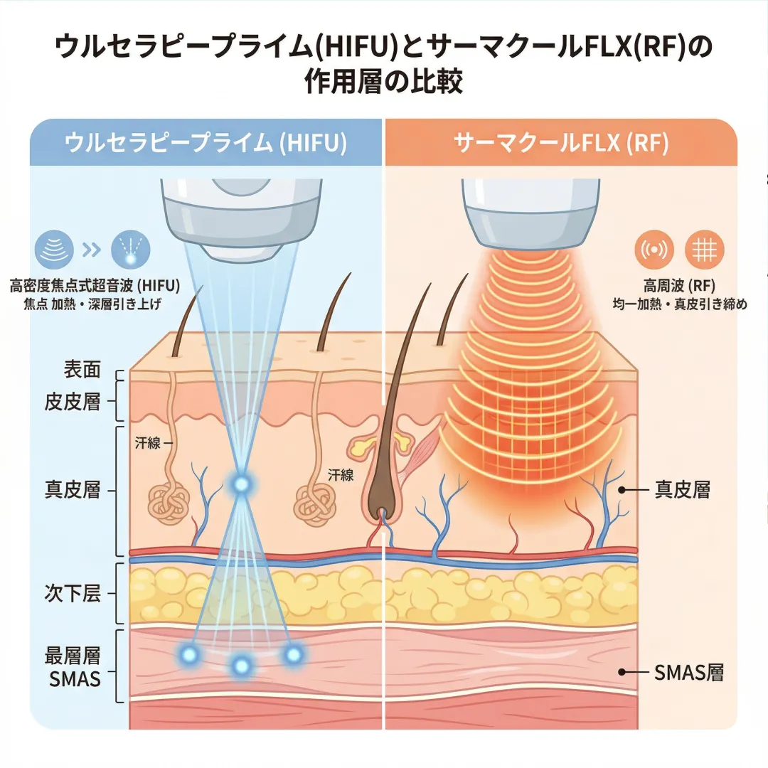 ウルセラピープライム-サーマクールFLX-原理の違い.webp
