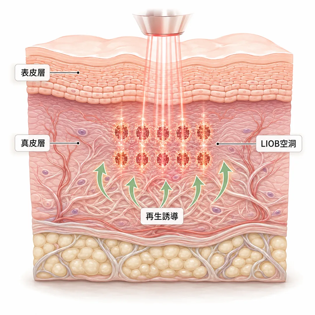 ピコフラクセルのLIOB形成と真皮再生の仕組み.webp
