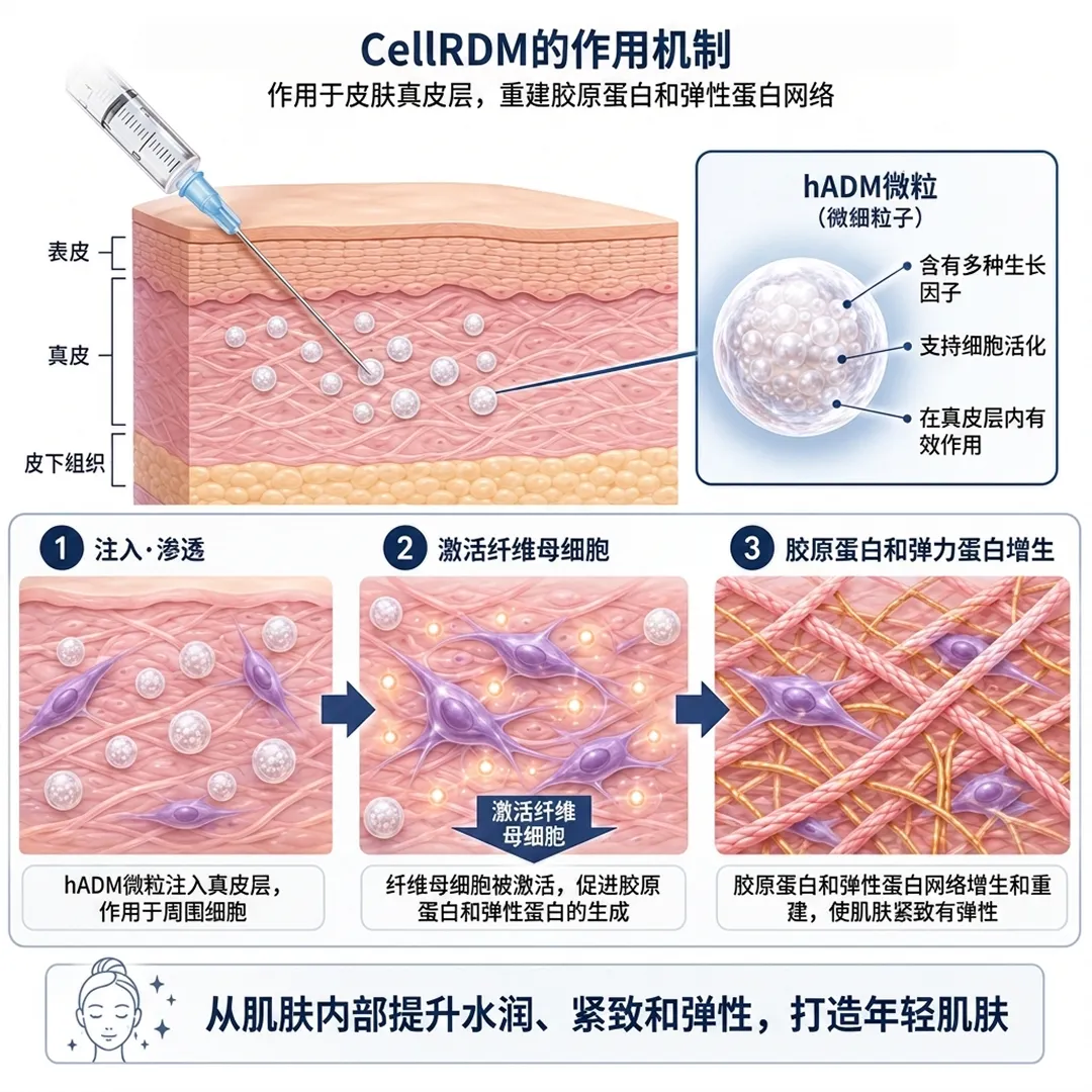 作用于皮肤真皮层,重建胶原蛋白和弹性蛋白网络-CellRDM的作用机制-hADM微粒-zh-cn.webp