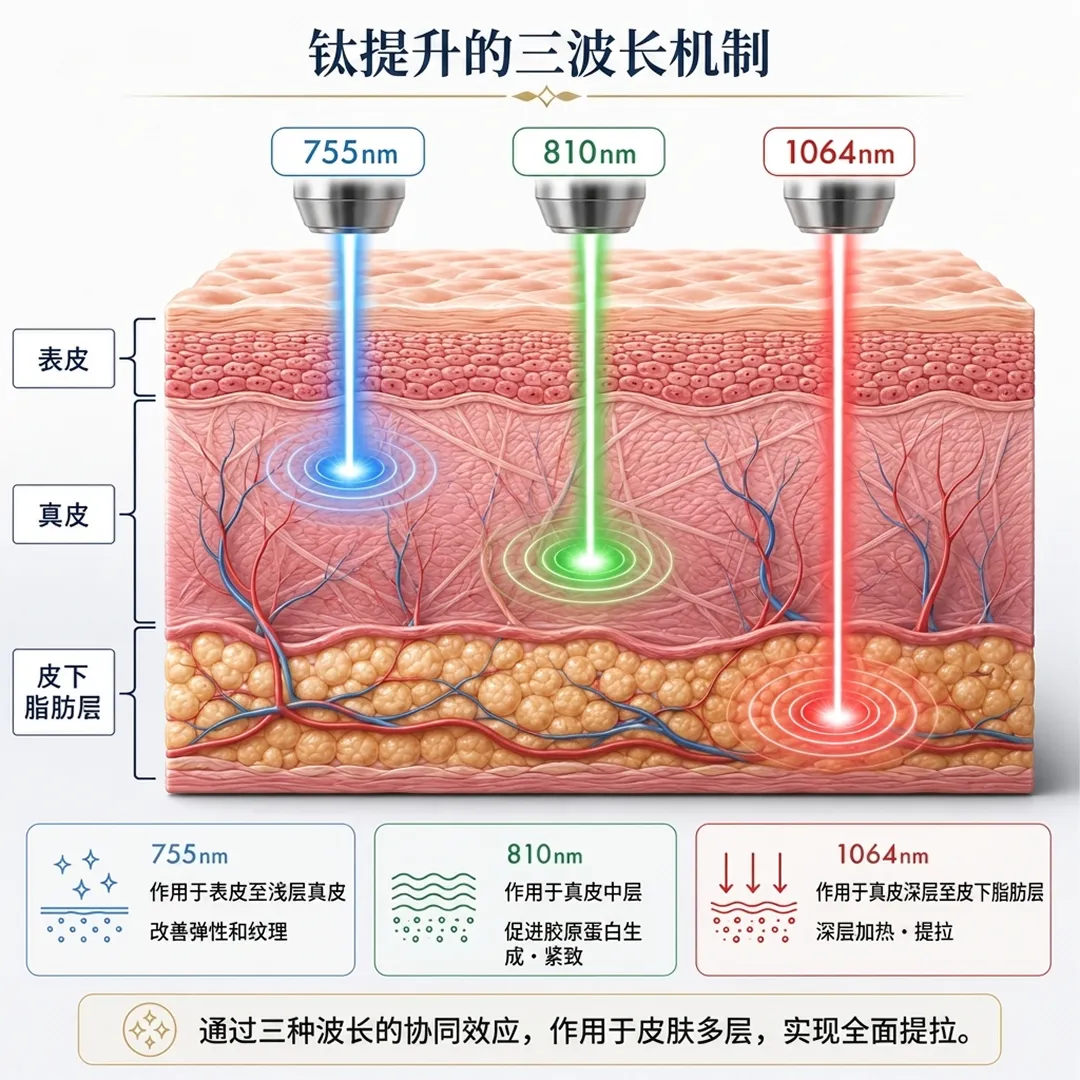 作用于表皮至浅层真皮-钛提升的三波长机制-改善弹性和纹理-1064nm-zh-cn.webp