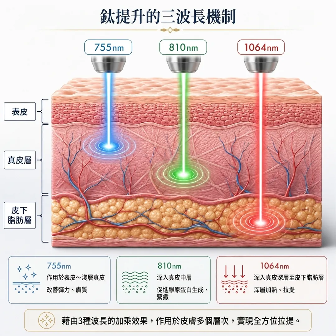 作用於表皮～淺層真皮-鈦提升的三波長機制-改善彈力、膚質-1064nm-zh-tw.webp