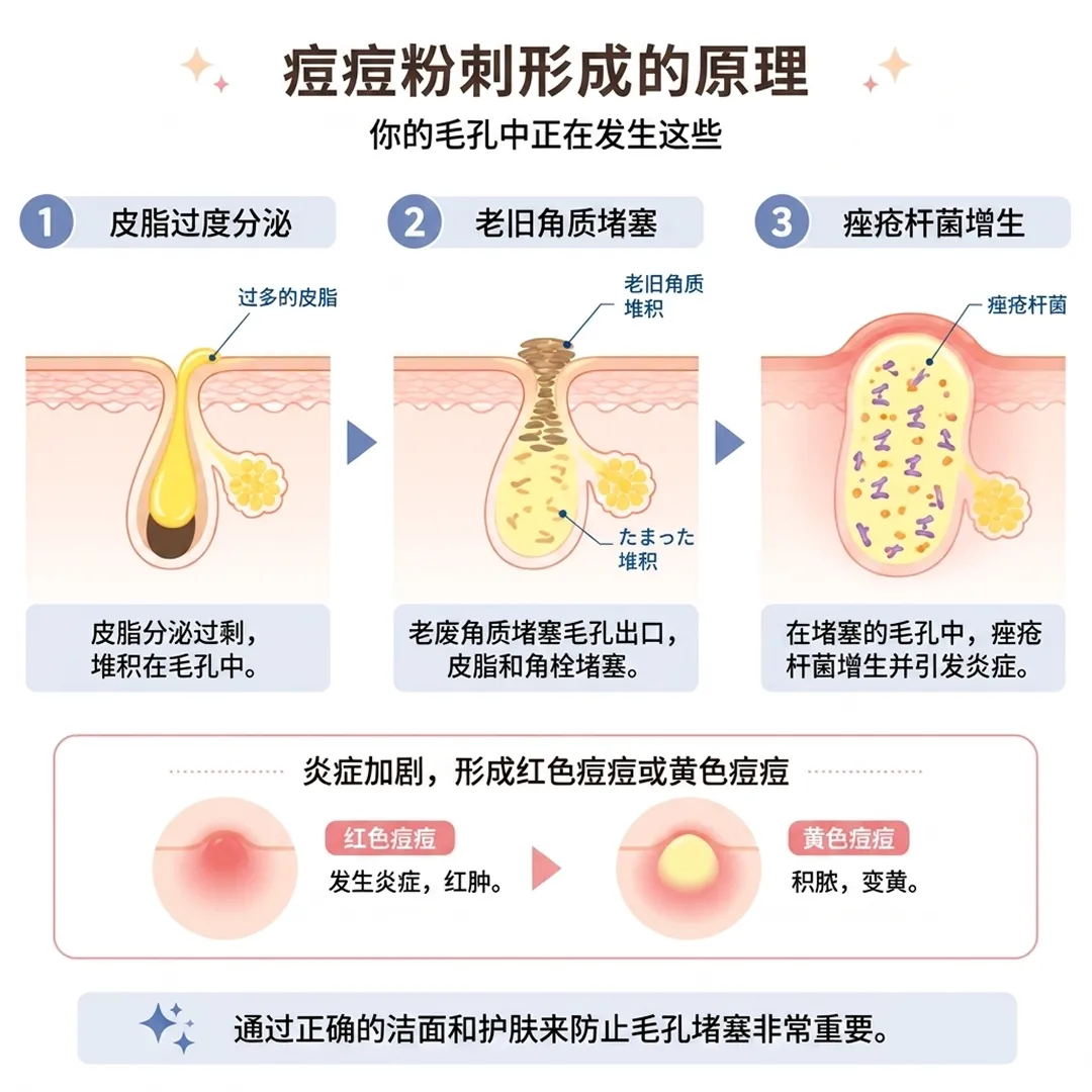 你的毛孔中正在发生这些-痘痘粉刺形成的原理-皮脂过度分泌-老旧角质堵塞-zh-cn.webp