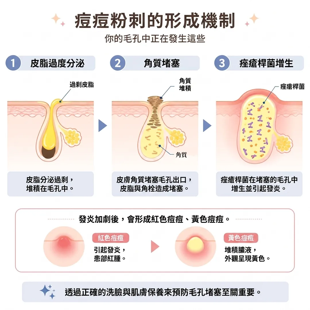 你的毛孔中正在發生這些-痘痘粉刺的形成機制-皮脂過度分泌-痤瘡桿菌增生-zh-tw.webp