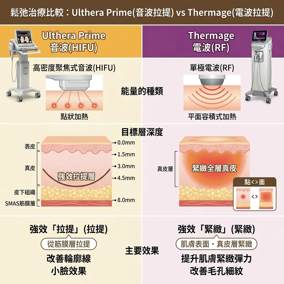 治療比較-Ulthera-Prime-音波拉提-vs-Thermage-電波拉提-高密度聚焦式音波-HIFU-單極電波-RF-zh-tw.webp