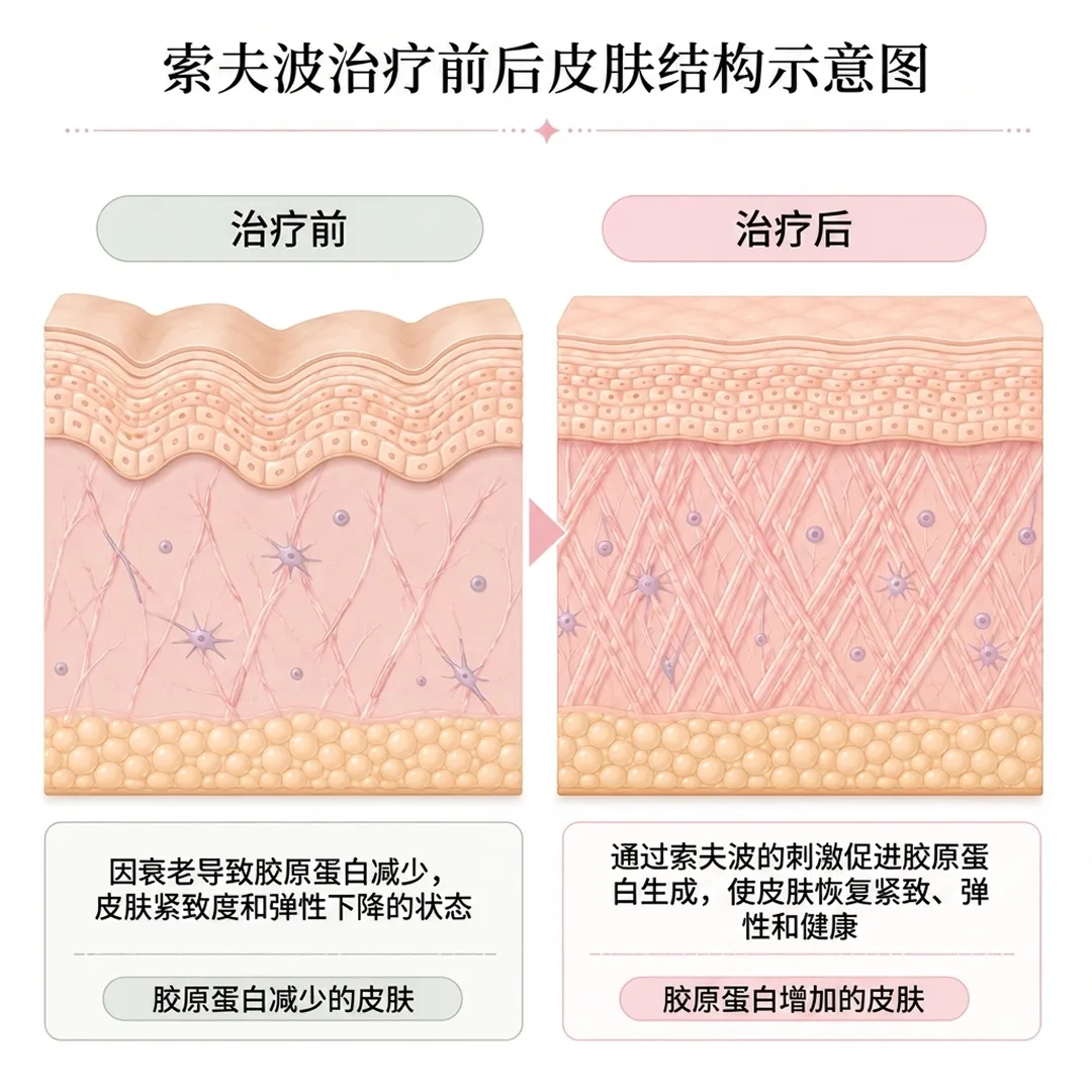 通过索夫波的刺激促进胶原蛋白生成,使皮肤恢复紧致、弹性和健康-因衰老导致胶原蛋白减少,皮肤紧致度和弹性下降的状态-zh-cn.webp
