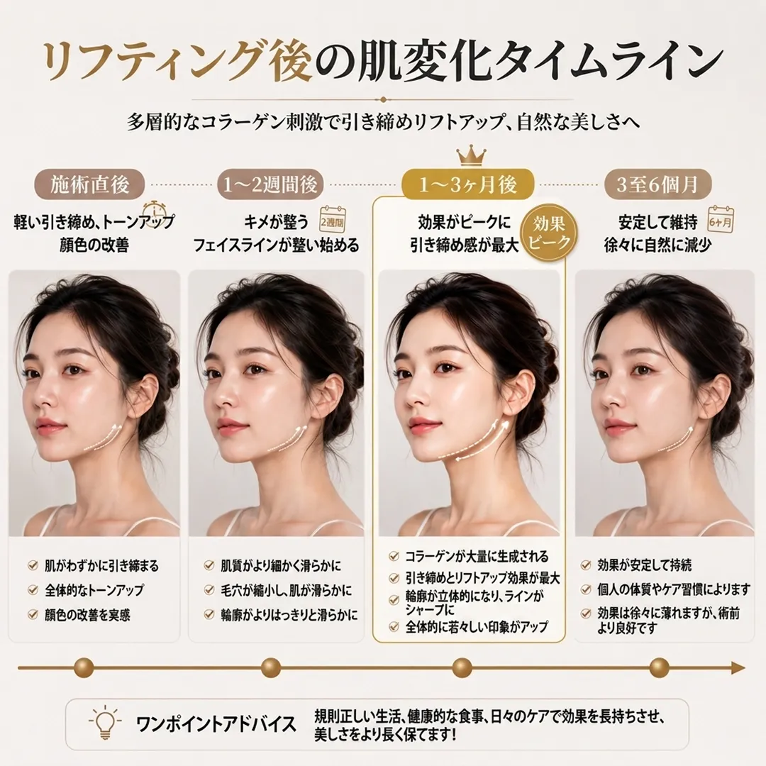 鈦提升效果時間軸當下到三個月變化-titanium-lifting-effect-timeline-多層的なコラーゲン刺激で引き締めリフトアップ、自然な美しさへ-ja.webp