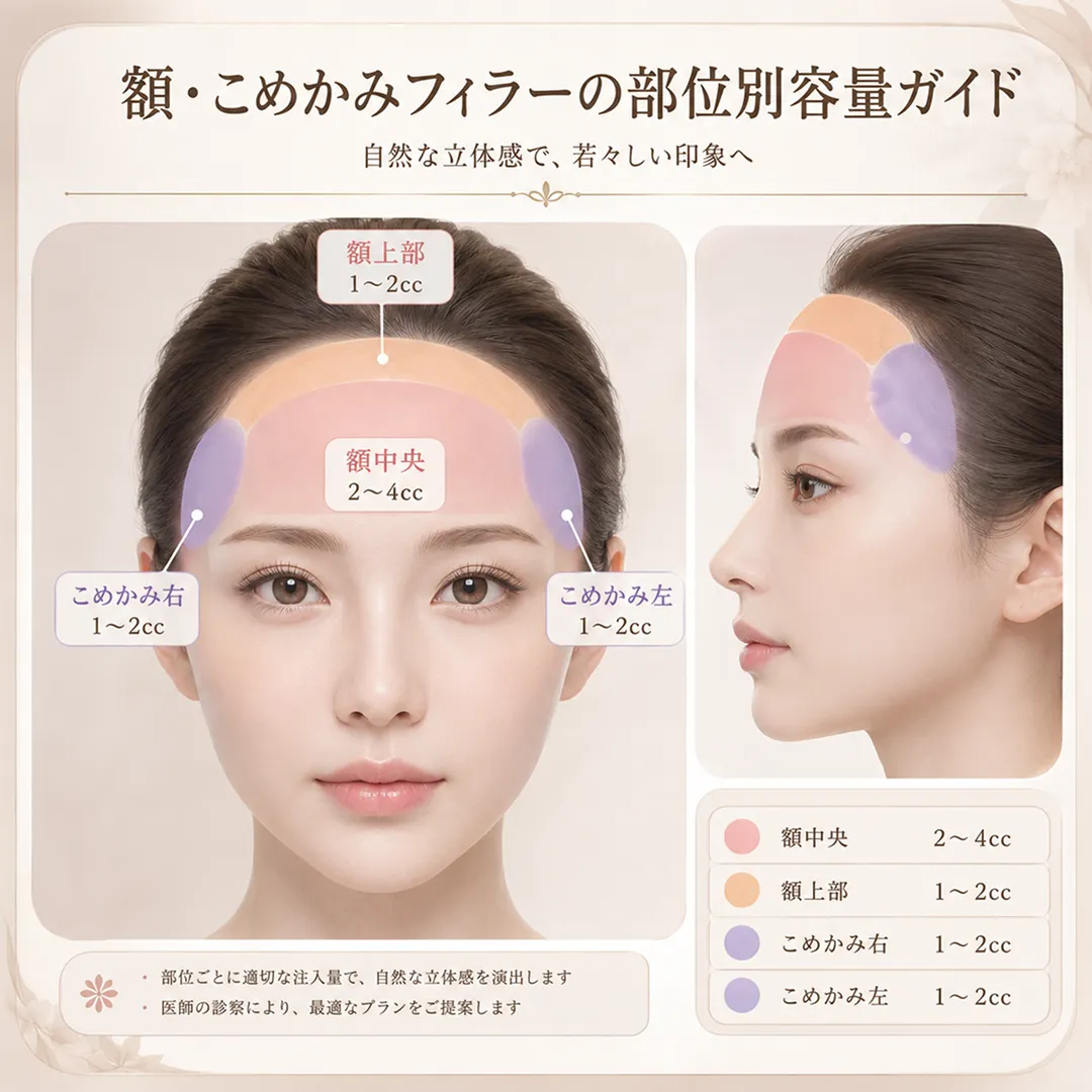 額・こめかみフィラーの部位別容量ガイド.webp