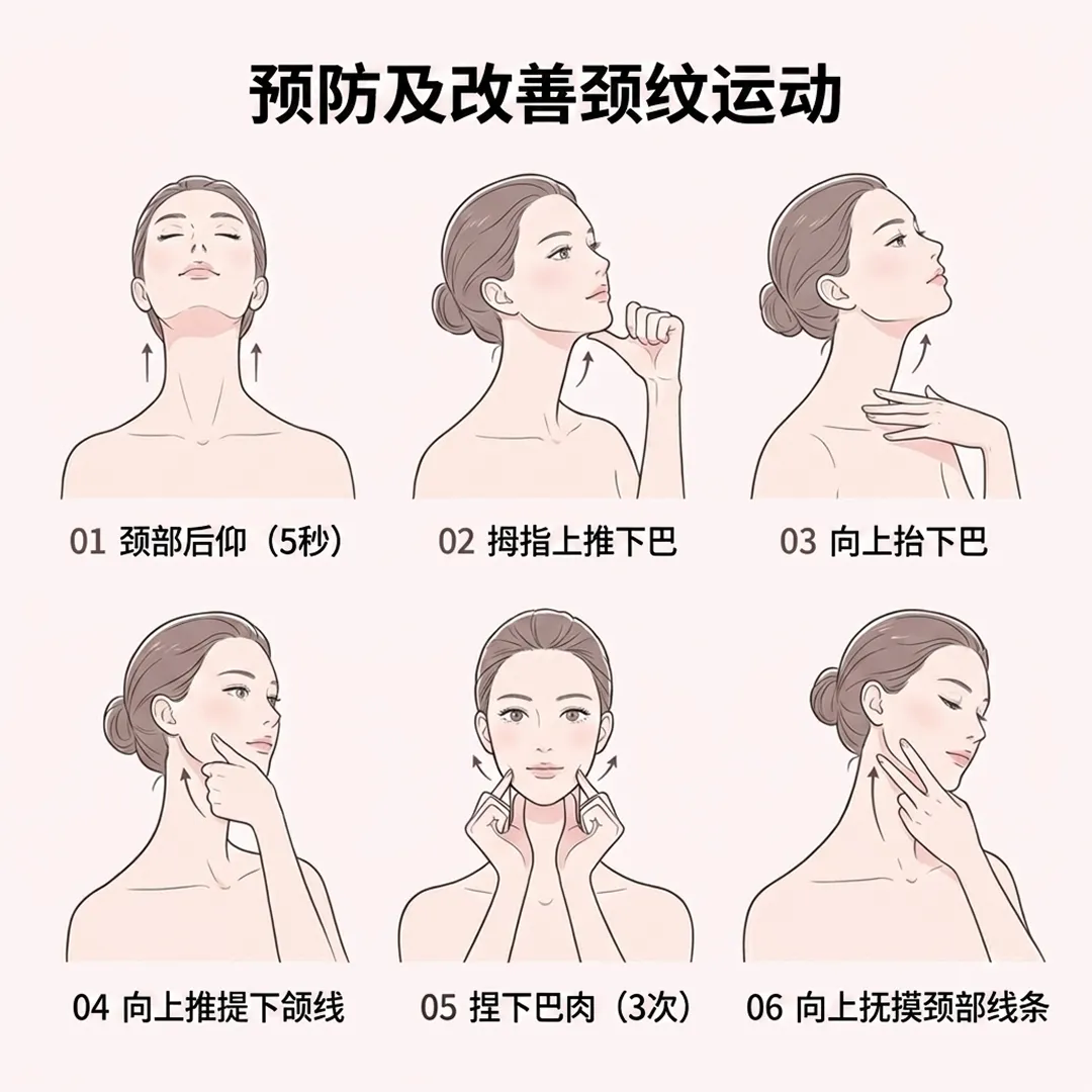 목주름-없애는-법-01-颈部后仰(5秒)-05-捏下巴肉(3次)-06-向上抚摸颈部线条-04-向上推提下颌线-zh-cn.webp