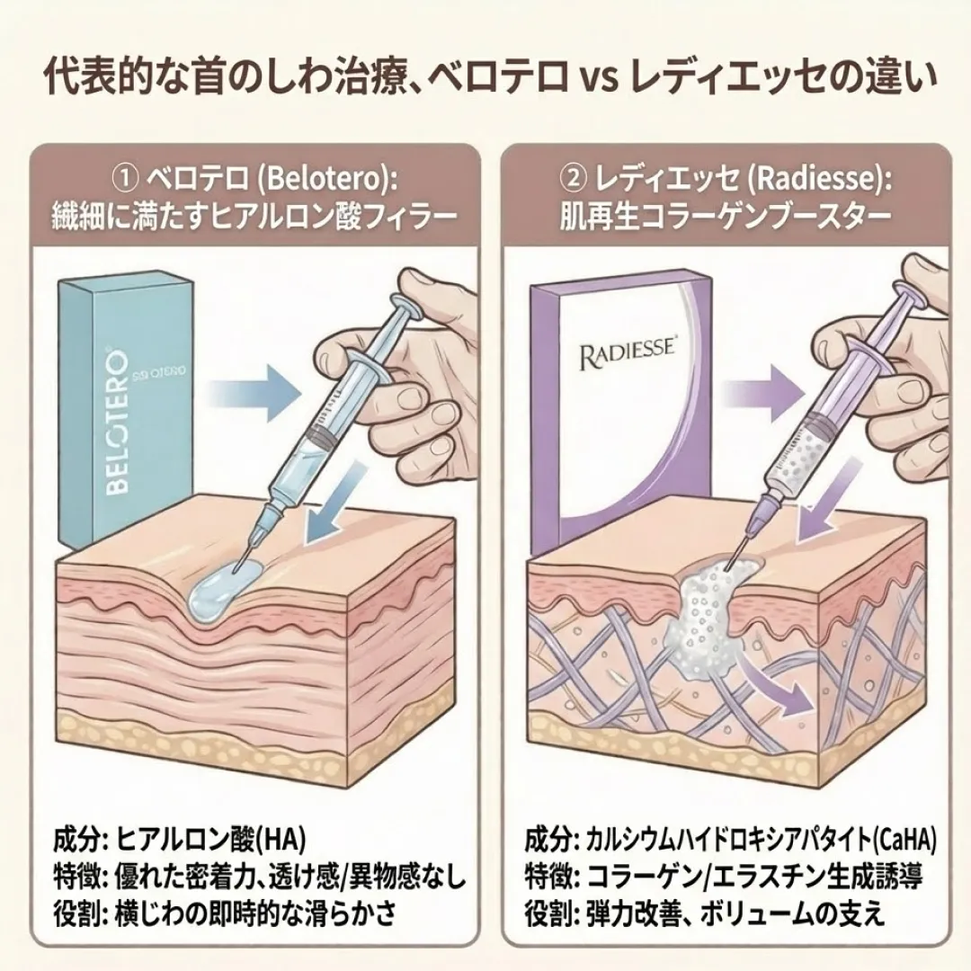 首フィラー　レディエッセ　ベレテロ　首のしわ