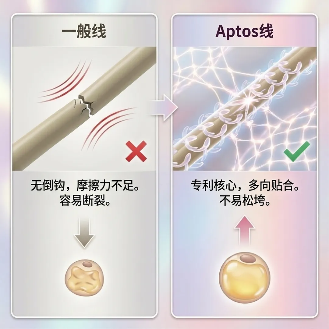 압토스-실리프팅-차이점-无倒钩,摩擦力不足。-专利核心,多向贴合。-Aptos线-容易断裂。-zh-cn.webp