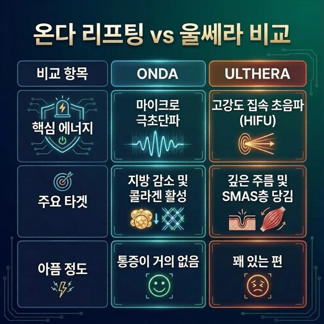 온다리프팅 울쎄라 차이
