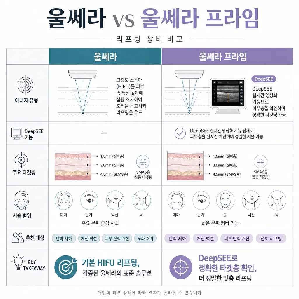 울쎄라-울쎄라프라임-차이점-비교표.webp