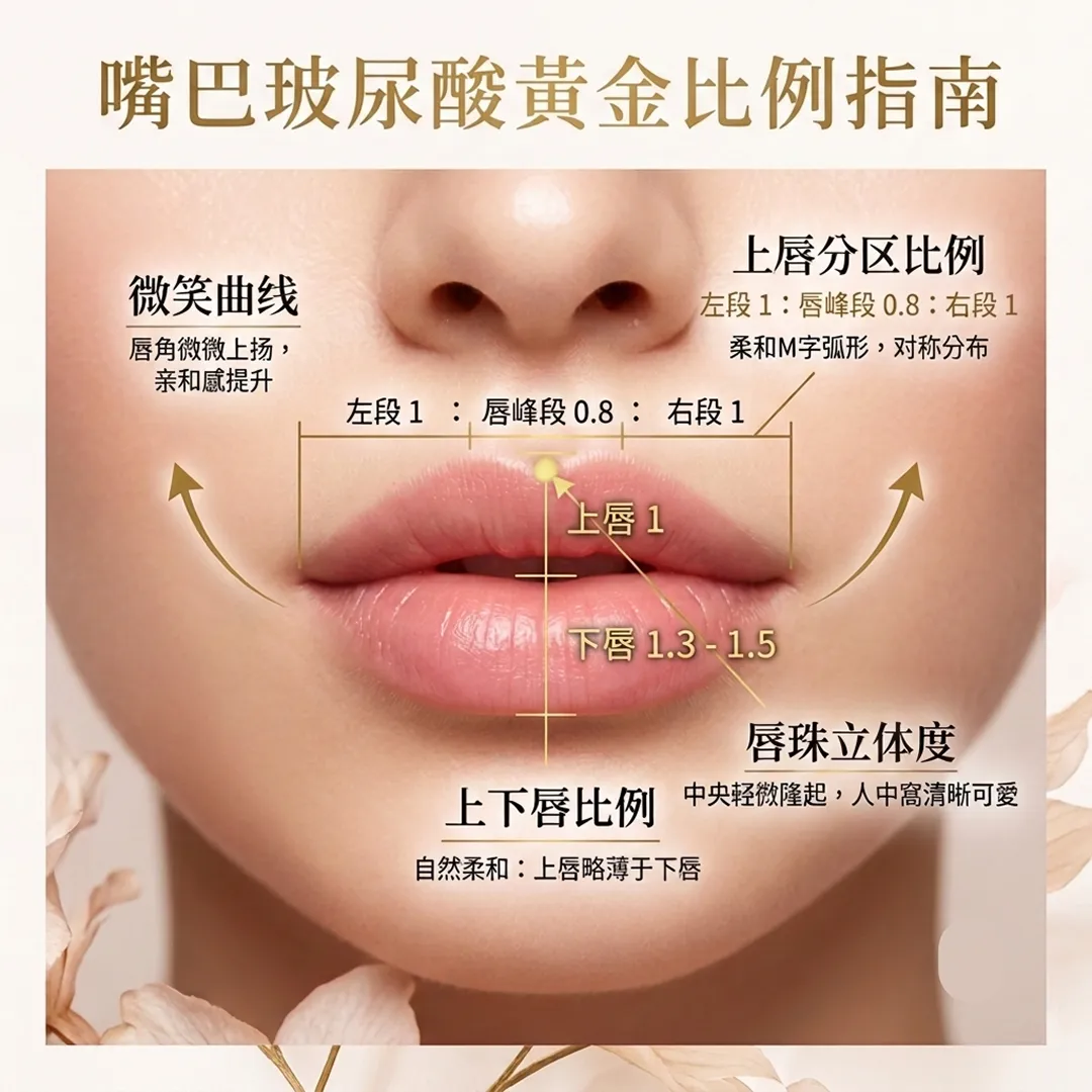 1嘴唇玻尿酸-中央轻微隆起，人中窝清晰可爱-唇角微微上扬，亲和感提升-自然柔和：上唇略薄于下唇-嘴巴玻尿酸黄金比例指南-zh-cn.webp