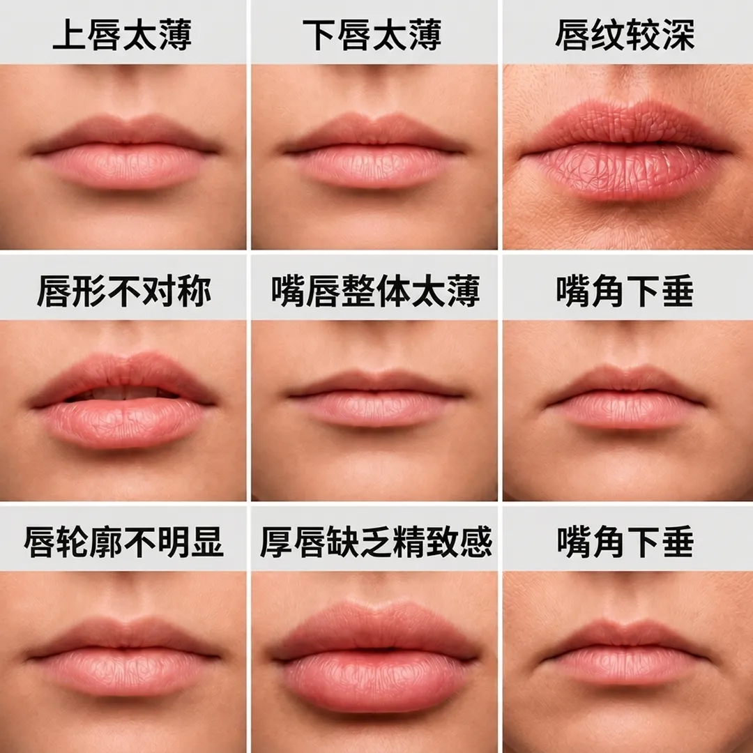 2玻尿酸丰唇部位唇峰唇珠唇线解析-丰唇问题-唇部怎么打才美-看看你的唇部-问题-厚唇缺乏精致感-嘴唇整体太薄-唇轮廓不明显-唇形不对称-zh-cn.webp