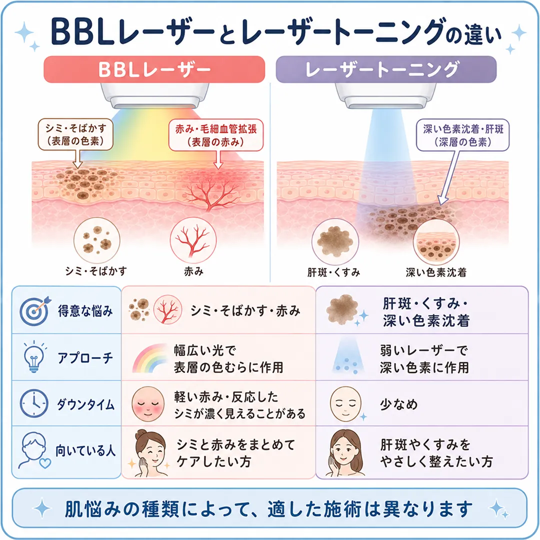 BBLレーザーとレーザートーニングの比較表.webp