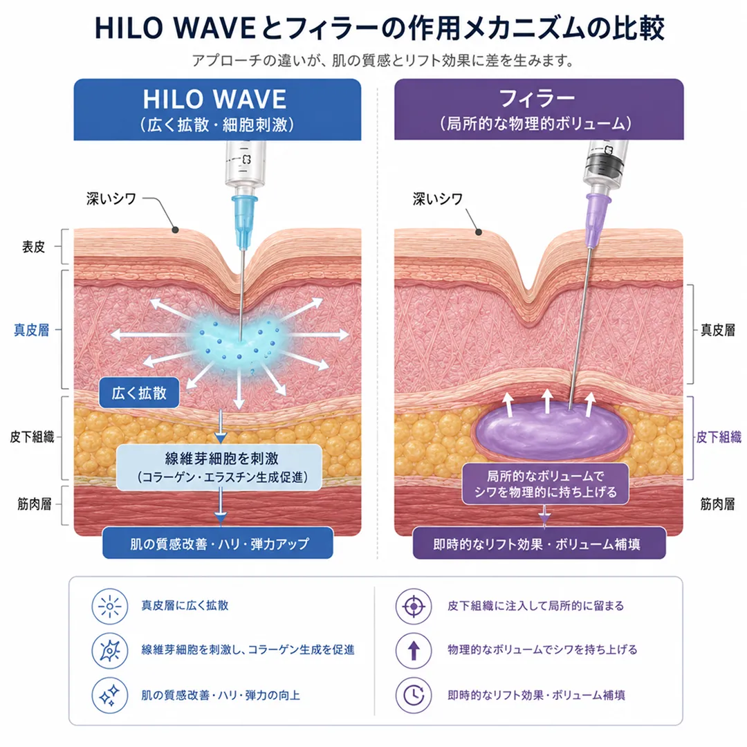 HILO WAVEとフィラーの作用メカニズム比較.webp