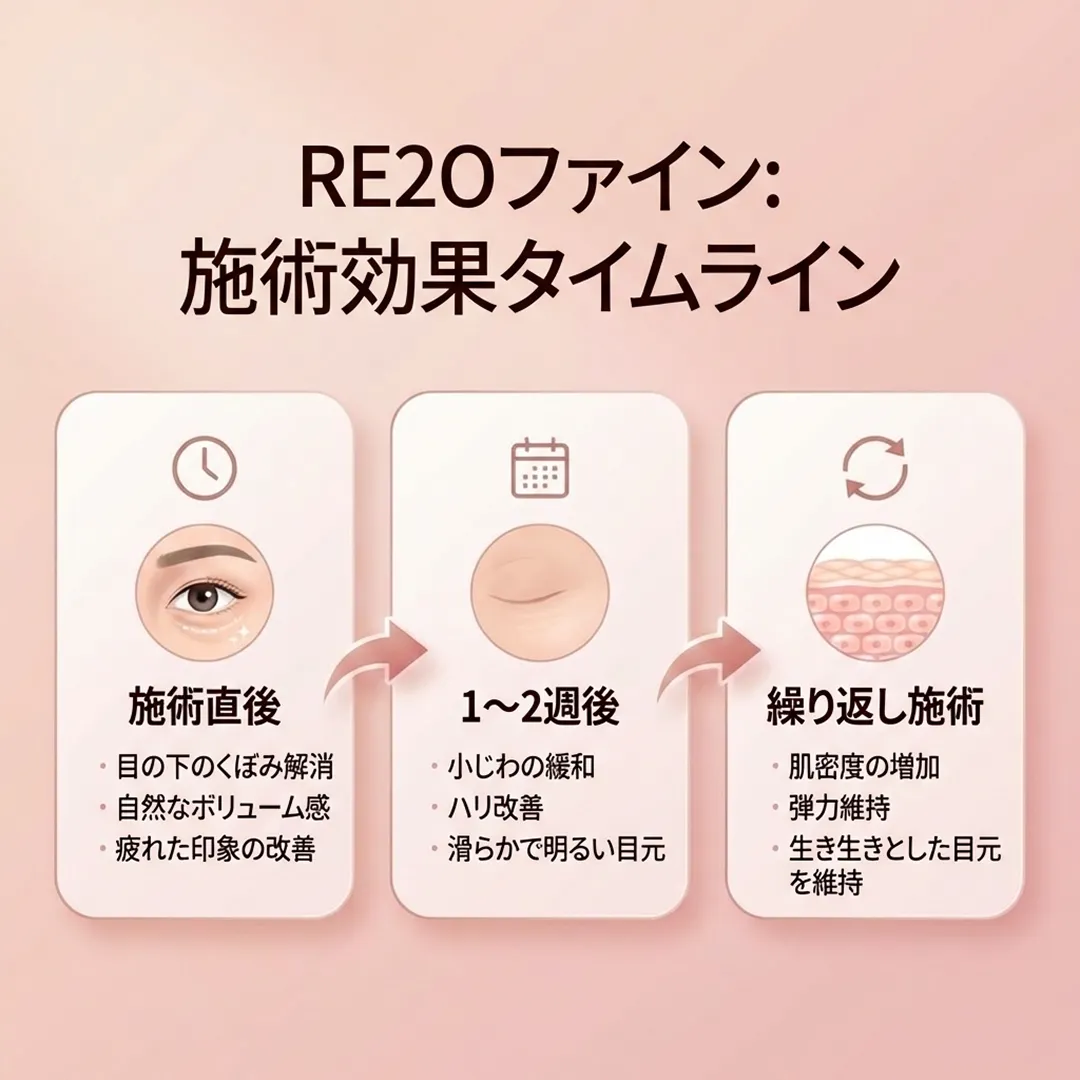 RE2Oファイン-持続期間-施術効果タイムライン-目の下のくぼみ解消-自然なボリューム感-RE2Oファイン-ja.webp