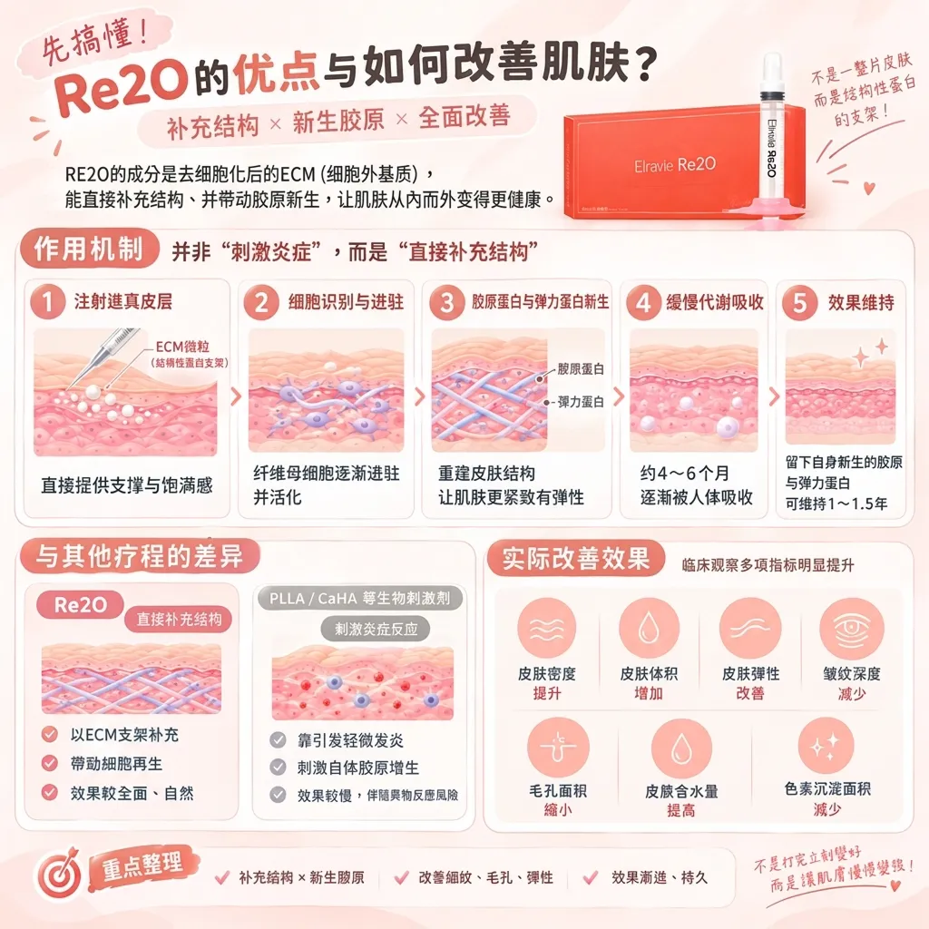 Re2O的优点与改善肌肤机制,ECM结构如何促进胶原新生