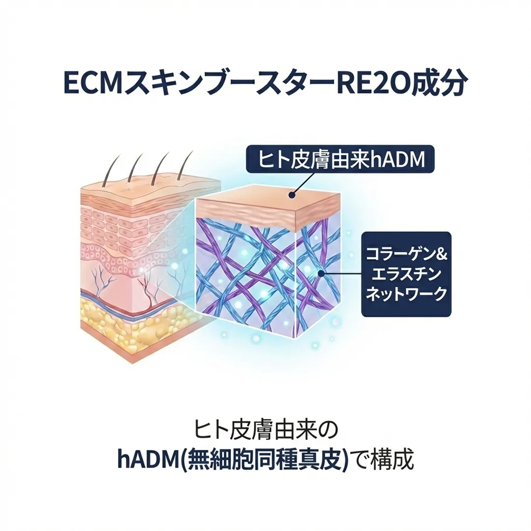 RE2O-スキンブースター-成分-hADM-無細胞同種真皮-で構成-ECMスキンブースターRE2O成分-ヒト皮膚由来hADM-ヒト皮膚由来の-ja.webp