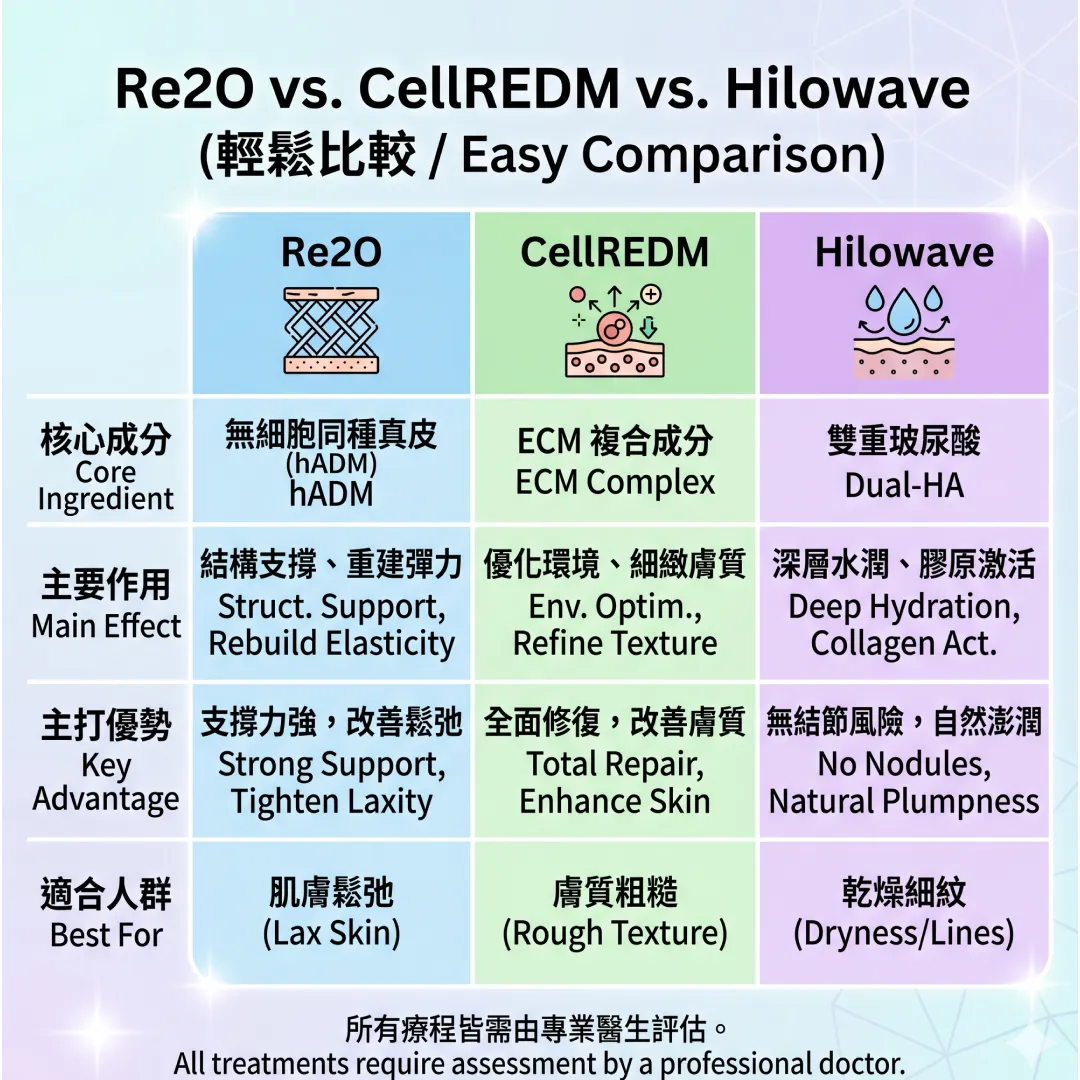 Re2O-Cellredm-Hilowave-三大水光針-seyeclinic-比較-作用-優勢-如何選擇-適合人群.webp