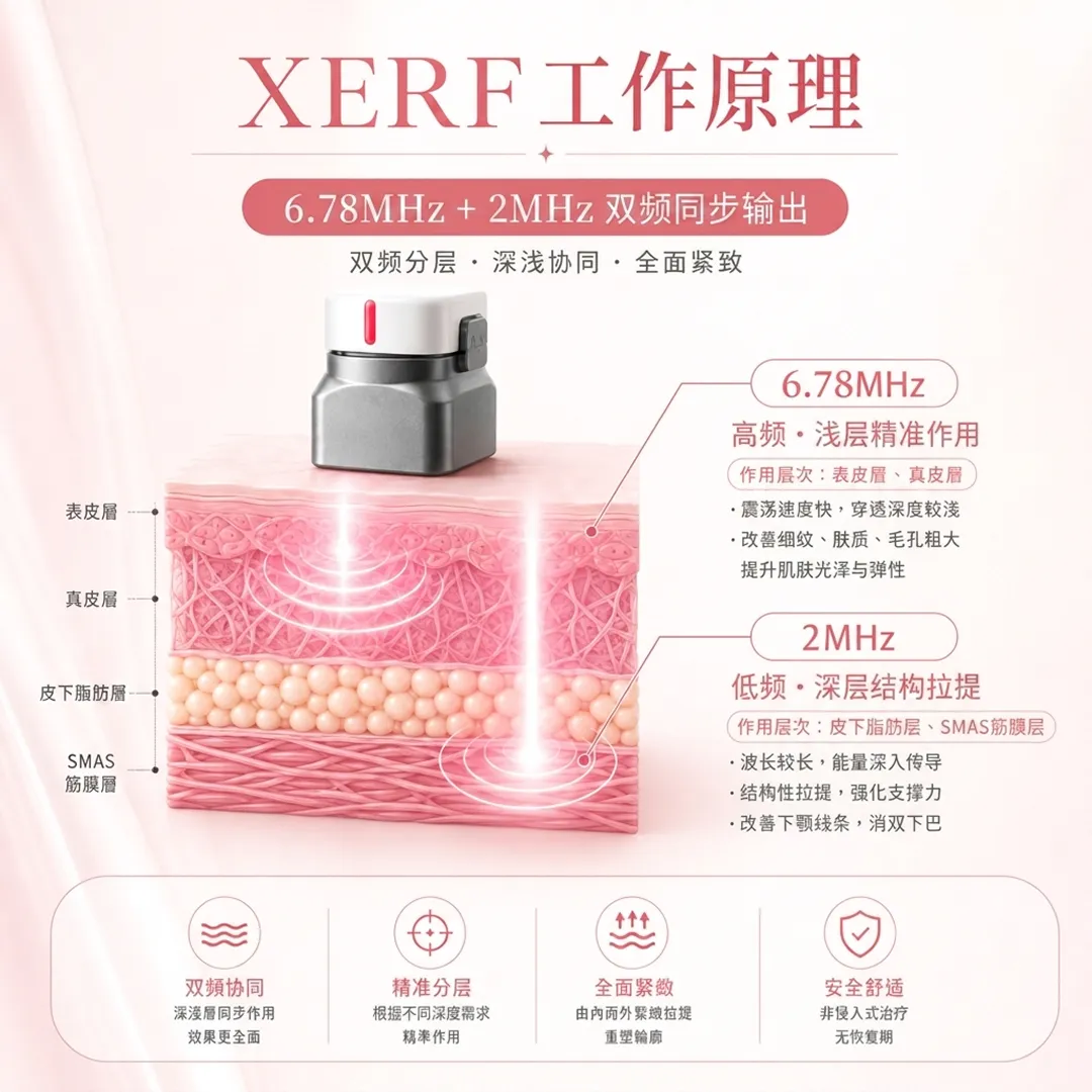 XERF-Wave-Fit-Pulse™蜘蛛网探头技术原理-工作原理-6-78MHz-2MHz-双频同步输出-SMAS-双频同步输出-筋膜层-zh-cn.webp