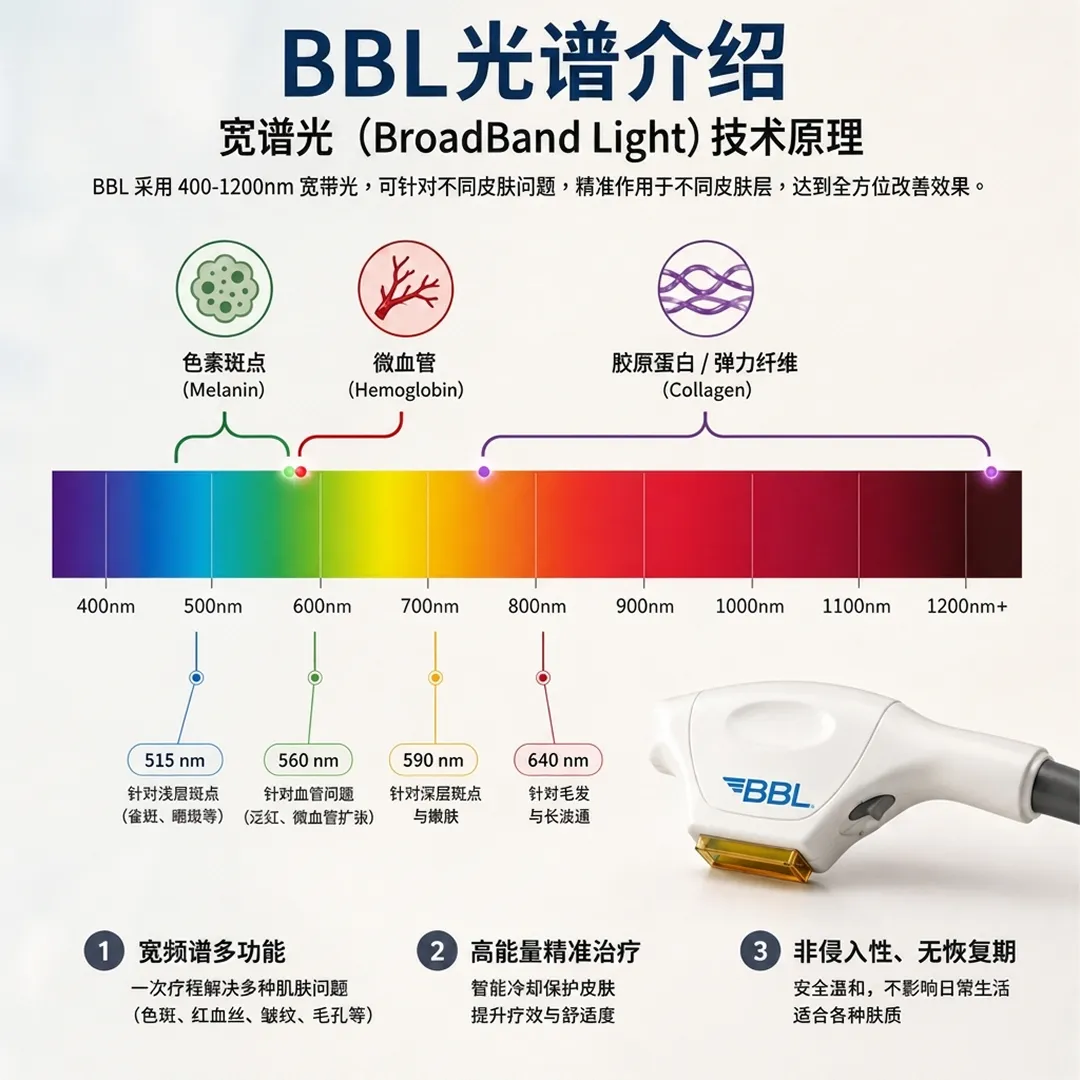 bbl-hero-ipl-brightening-bbl雷射-BBL-采用-400-1200nm-宽谱光，可针对不同皮肤问题，精准作用于不同皮肤层，达到全方位改善效果。-光譜介紹-zh-cn.webp
