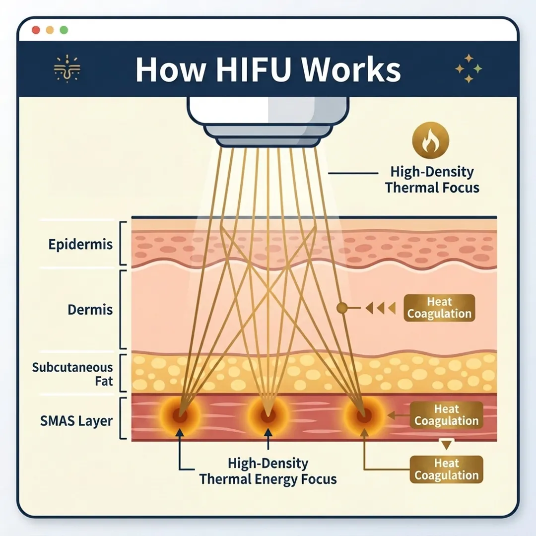 How HIFU works targeting the SMAS layer with high-density thermal focus