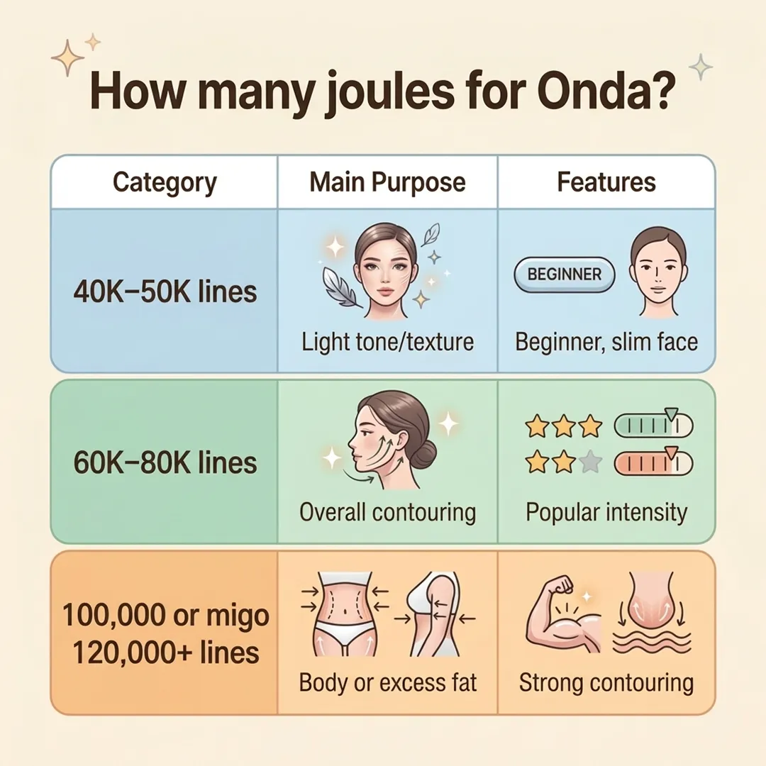 Guide to Onda Lifting Joules: 40k, 60k, 80k, and 100k lines