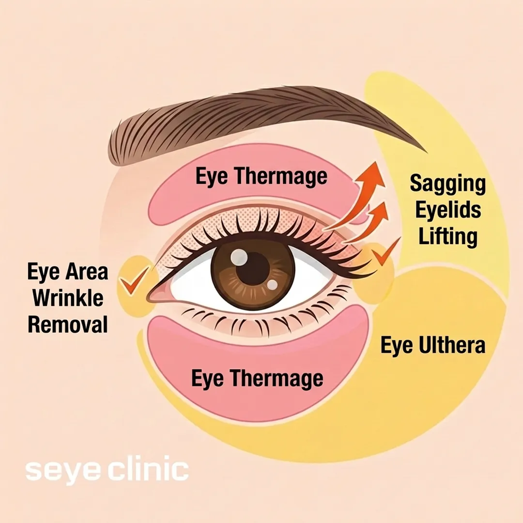 Eye Thermage vs Eye Ultherapy Areas