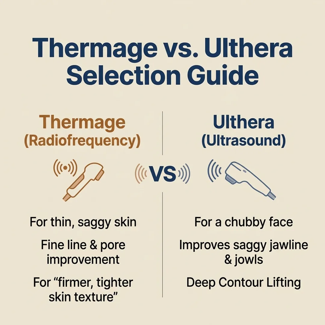Thermage vs Ultherapy selection guide for skin tightening