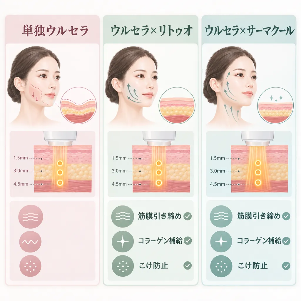 ウルセラ単独とリトゥオ併用の比較解説インフォグラフィック
